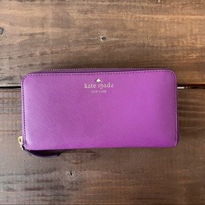 Kate Spade purple leather zip wallet